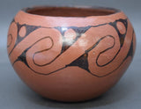 Native American Maricopa, 1960's Black on Red Design Bowl, Signed Ida Redbird. #971 SOLD