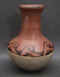 Native American Maricopa, 1960's Black on Red Design Vase, Signed Phyllis Johnson, #972