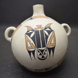 Native American, Vintage Acoma Poly Chrome Pottery Canteen, Ca 1960's, #1102