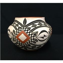 Native American Vintage Acoma Poly Chrome Pottery Olla, by Adrian Vallo, Ca 1992, #1324