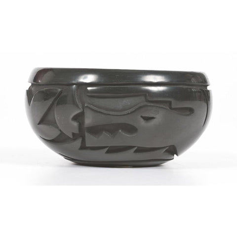 Blackware Pottery Bowl by Lucy Year Flower Tafoya,  Pojaque/Santa Clara: 1935-2012), Ca 1982, #1293