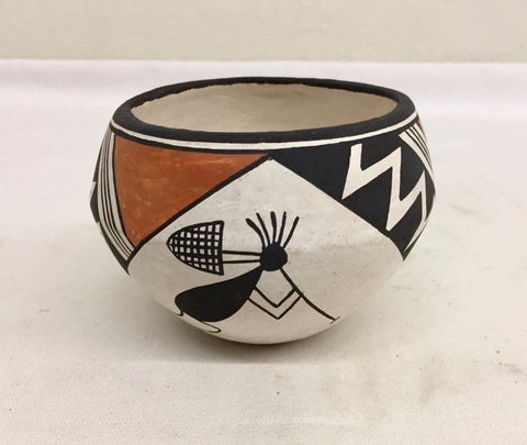 Native American, Rare Vintage Acoma Pottery Bowl, by Lucy Lewis (1898-1992) and V. Garcia, Ca. 1970's, #1443 SOLD