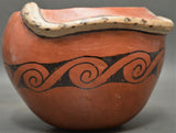 Native American, Vintage Maricopa Pottery Rattle Snake Bowl, Ca Mid 1900's, #1473 SOLD