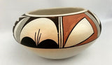 Native American Hopi Poly Chrome Pottery Bowl, by Dollie Joe Navasie (White Swan), Ca 1980's, #1304