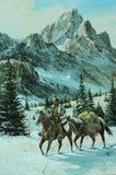 Western Painting, "Crossing The Pass. Oil on Panel, Gerry Michael Metz (b. 1943) #1212 Sold