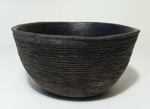 Pre Historic Native American,  Mimbres Coiled Black Ware Bowl, ca. AD 1000 – 1200, #967 Sold