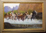 Western Artist, Ron Stewart, Oil Painting, "Canyon Escape", #777 -Sold