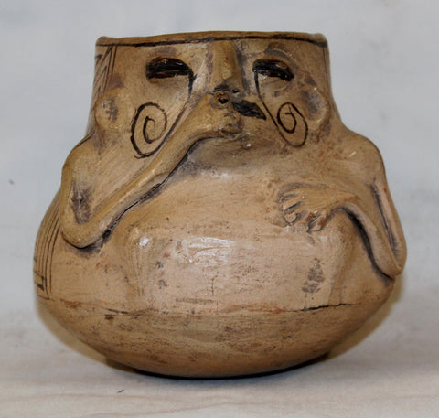 Reproduction Pre Colombian Casas Grande Smoking Effigy Pot, #930