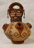 Native American Mohave Hand-Painted Pottery Effigy With Beaded Earrings and Necklaces, #931 SOLD