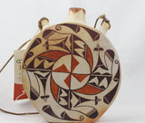 Native American, Vintage Acoma Poly Chrome Pottery Canteen, Ca 1970's, #1370 SOLD