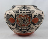 Native American, Vintage Acoma Poly Chrome Pottery Olla, by Rachel Aragon, Ca 1980's, #1474. SOLD