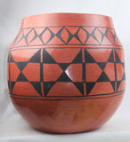 Native American Santo Domingo Red on Black, Large Storage Jar by Raphaelita Aguilar, Ca 1968, #1570 SOLD