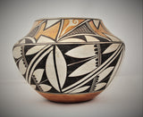 Native American, Vintage Acoma Polychrome Pottery Olla, by J. Leno, Ca 1950's, #1671 Sold