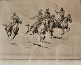 Western Art : Western Artist, Edward Borein, Etching, "Race to the Wagon", #89