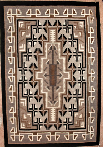 Mary C. Henderson, Exceptional Vintage Two Grey Hills, Navajo Weaving, Ca 1970's C 1747. SOLD