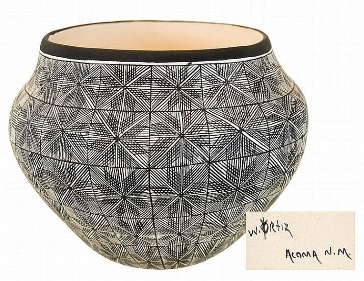 Acoma Vessel : Native American Acoma Pottery Vessel, by W. Ortiz #7