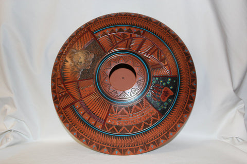 Carved Pottery : Native American Navajo Pottery Carved Low Profile Sgraffitto Jar #69 Sold