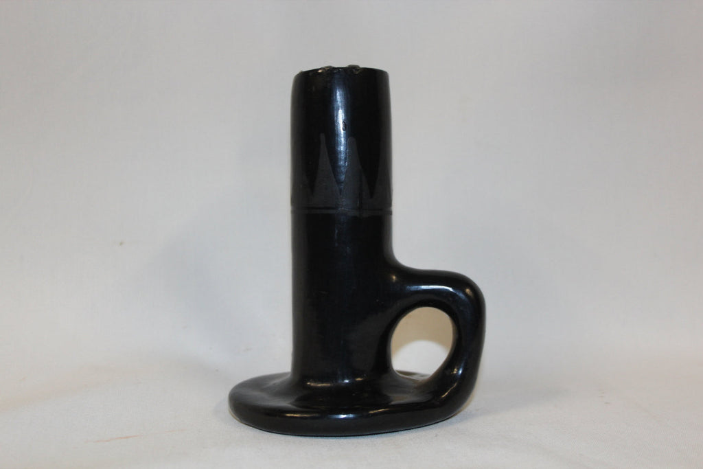 Candlestick : Excellent Native American San Ildefonso Black Ware Candlestick by Maria and Julian Martinez #212