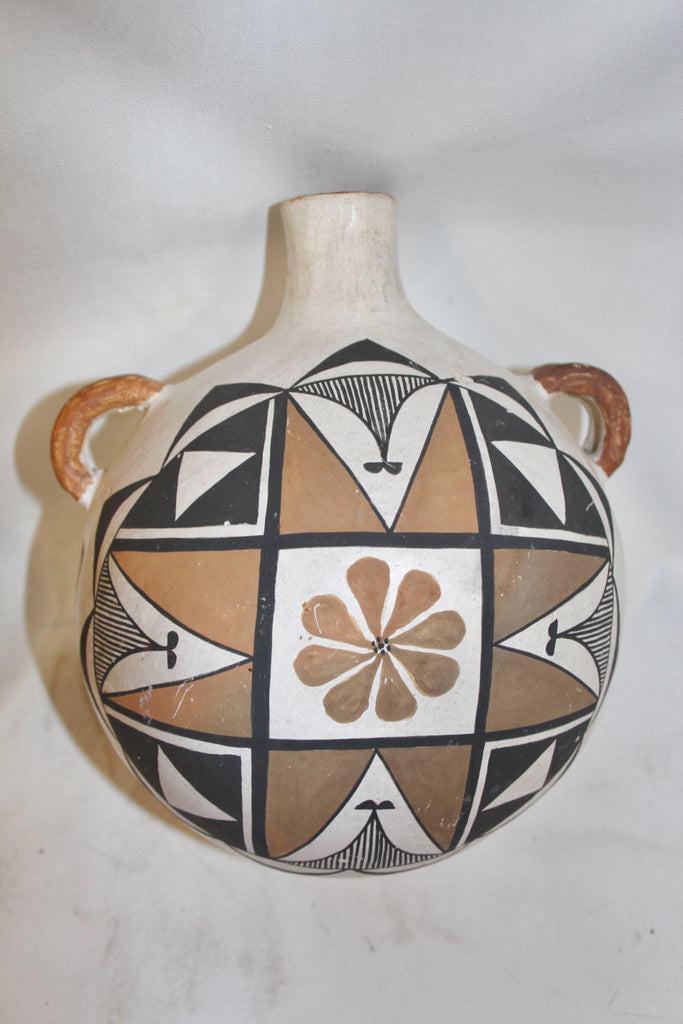 Acoma Pottery : Native American Acoma Polychrome Canteen #247