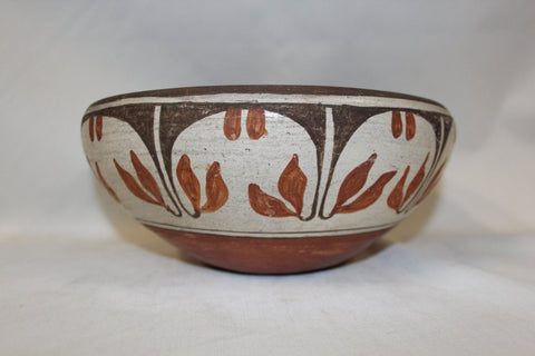 Pottery Bowl : Excellent Vintage Zia Polychrome Floral Pottery Bowl #266