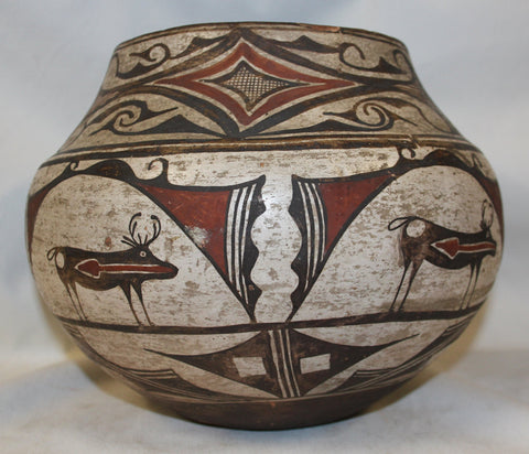 Native American Historic Zuni Polychrome Pottery Storage Jar #320