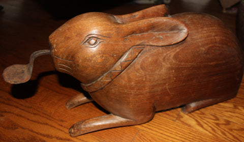 Antique Kitchen Decor : Unique Vintage Wooden Rabbit Coconut Grader from Thailand. #441 Sold