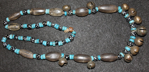 Nagaland : Authentic Ao/Phom Naga Crystal Bead Strand with Large Bells #605 Sold