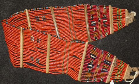 Bead Belt : Authenic Naga Konyak Woman's Orange Bead Belt #611