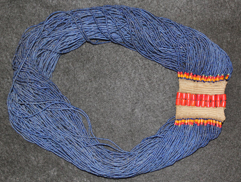 Naga X Large 113 Strand Fine Cobalt Beads With Large Orange Tile Bead Closure #626