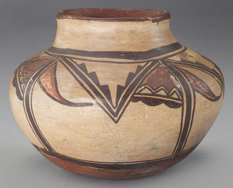 Native American Indian Pottery : Native American Hopi (Polacca) Polychrome Jar, Ca 1870 #520