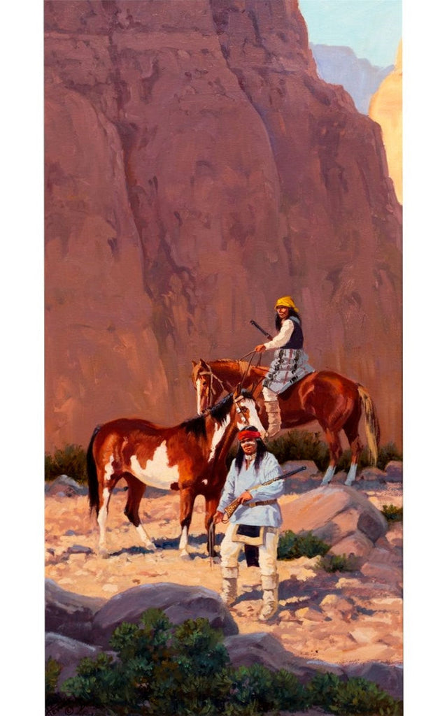 Painting : Ron Stewart Oil Painting, Original Ron Stewart Oil, "Canyon Shadows" Signed Ron Stewart, Ron Stewart Western Art, Ron Stewart art