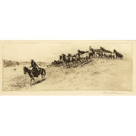 Edward Borein, "Saddle Bunch", Etching, Signed , #51 the Etchings of Edward Borein #87