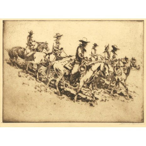 Edward Borein Etching, "Cowboys", Signed , #34 the Etchings of Edward Borein, #86