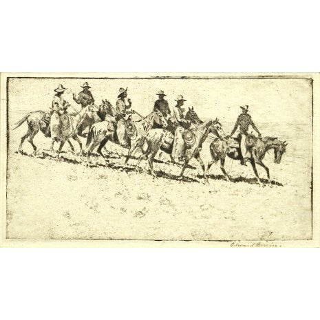 Fine Art Etching : Edward Borein, Cowboy Artist, "Arizona Cowpunchers", Etching, #716