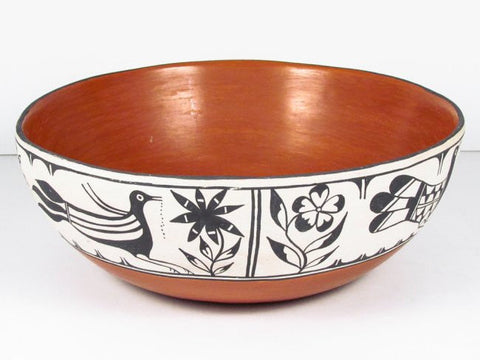 Santo Domingo Polychrome Pottery Dough Bowl, Ca 1950, Signed With A Large Trailing A, #752 Sold