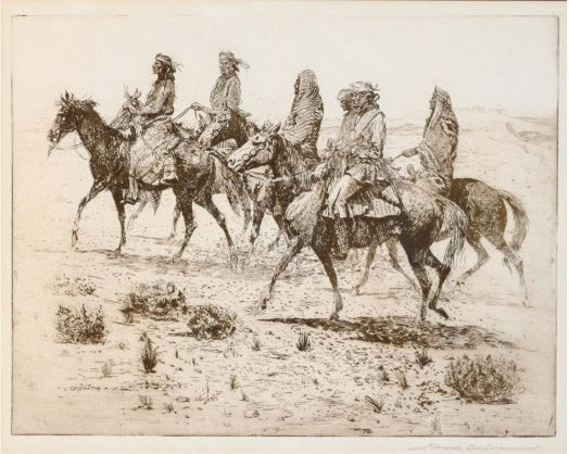 Western Art: Fine Art Etching, Edward Borein (1872-1945) Etching, ‰ÛÏNavajo‰۪s‰۝ #756