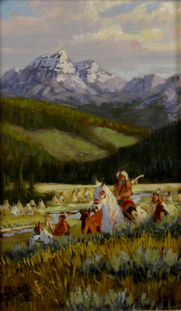 Western Artist: Ron Stewart, ‰ÛÏAcross the River‰۝, Oil Painting, Signed Lower Left Hand Corner, # 750