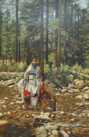 Jim Schaeffing Oil Painting, Titled, "Coming of Age, Crow Indian, Montana", #C 1732