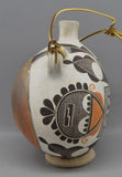 Native American Vintage Acoma Polychrome Pottery Canteen, by Juana Leno, Ca 1990's, #1578 SOLD