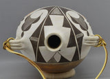 Native American Vintage Acoma Polychrome Pottery Canteen, by Juana Leno, Ca 1990's, #1578 SOLD