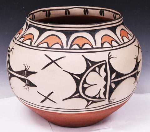 Native American San Ildefonso Polychrome Pottery Olla, Ca 1970's, #1610 SOLD