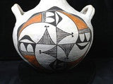 Native American, Vintage Acoma Poly Chrome Pottery Canteen, Ca 1970's, 1224