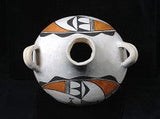 Native American, Vintage Acoma Poly Chrome Pottery Canteen, Ca 1970's, 1224