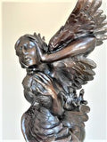 Western Artist, Lincoln Fox, Rare Bronze Sculpture titled, "Woman With Owl" 4/10, Ca 1978, #1751